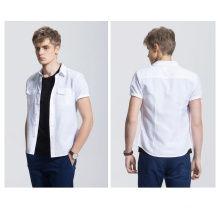 Moda Casual New Design White Plain Men&#39;s Shirt